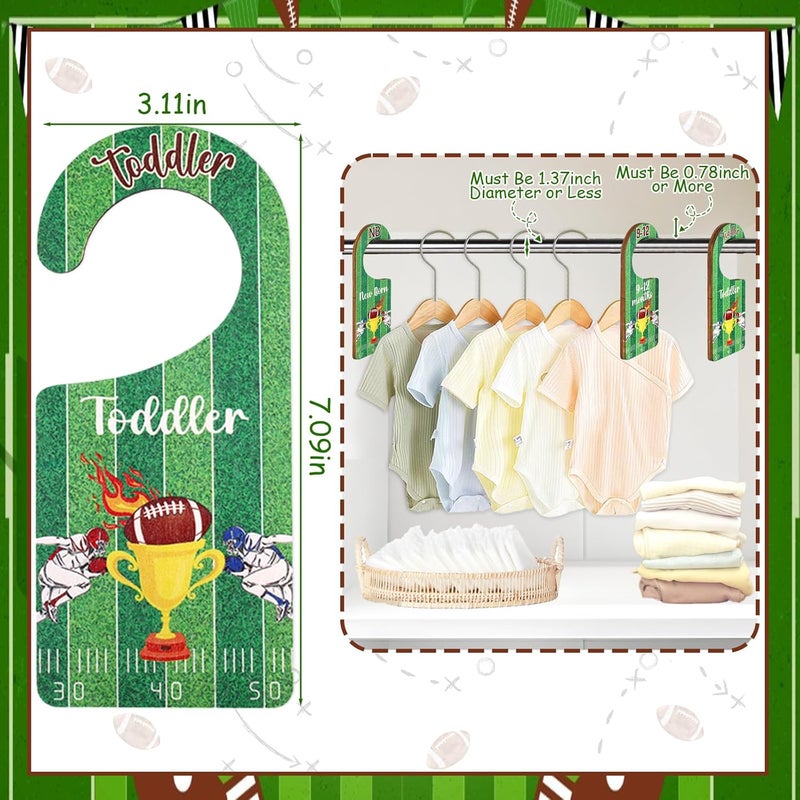 CORNER LACE Baby Closet Dividers 8PCS, Football Theme Wooden Double-Sided Clothes Size Hanger Organizer from Newborn to Toddler for Nursery Decor Baby Shower Birthday Gift - Image 2